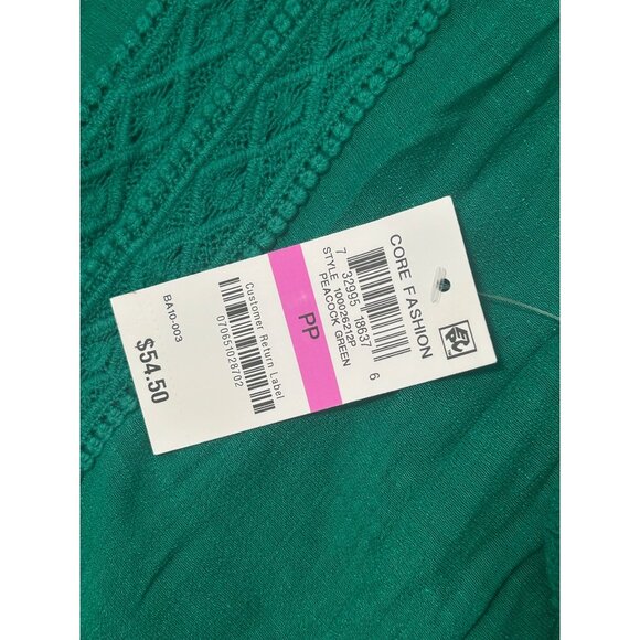 NWT Style & Co Womens Green Boho Lace Blouse PP Flowy V-Neck Long Sleeve 1774 - Picture 6 of 7